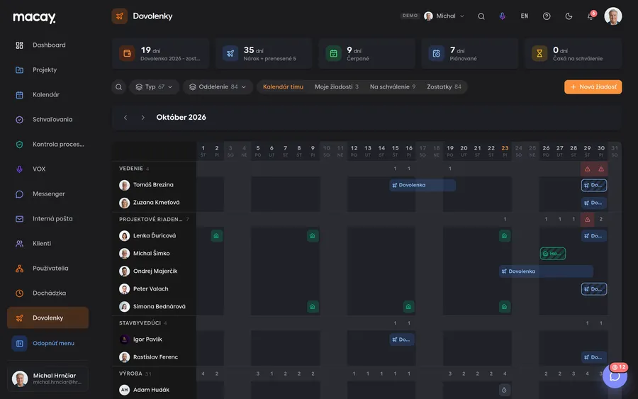 Team absence calendar in the Leave module