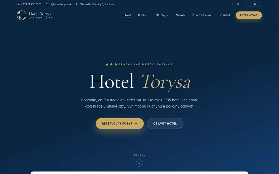 Website des Hotels Torysa